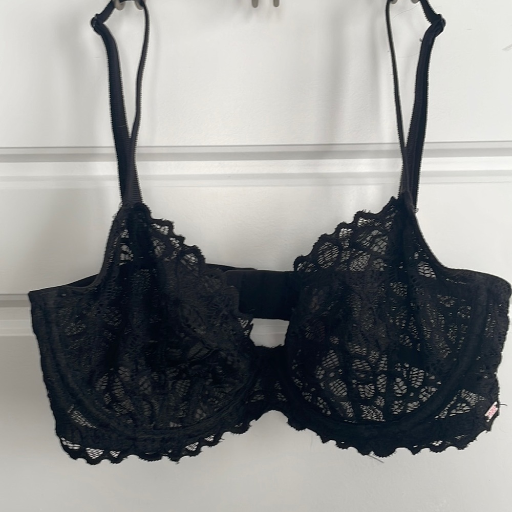 Pink Bra Black Lace Bra Size 34D